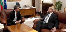 Президентът Росен Плевнелиев разговаря с председателя на ЕП Мартин Шулц.
